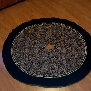 Leopard Chetah Animal Print Velvet Beaded Christmas Holiday Tree Shirt